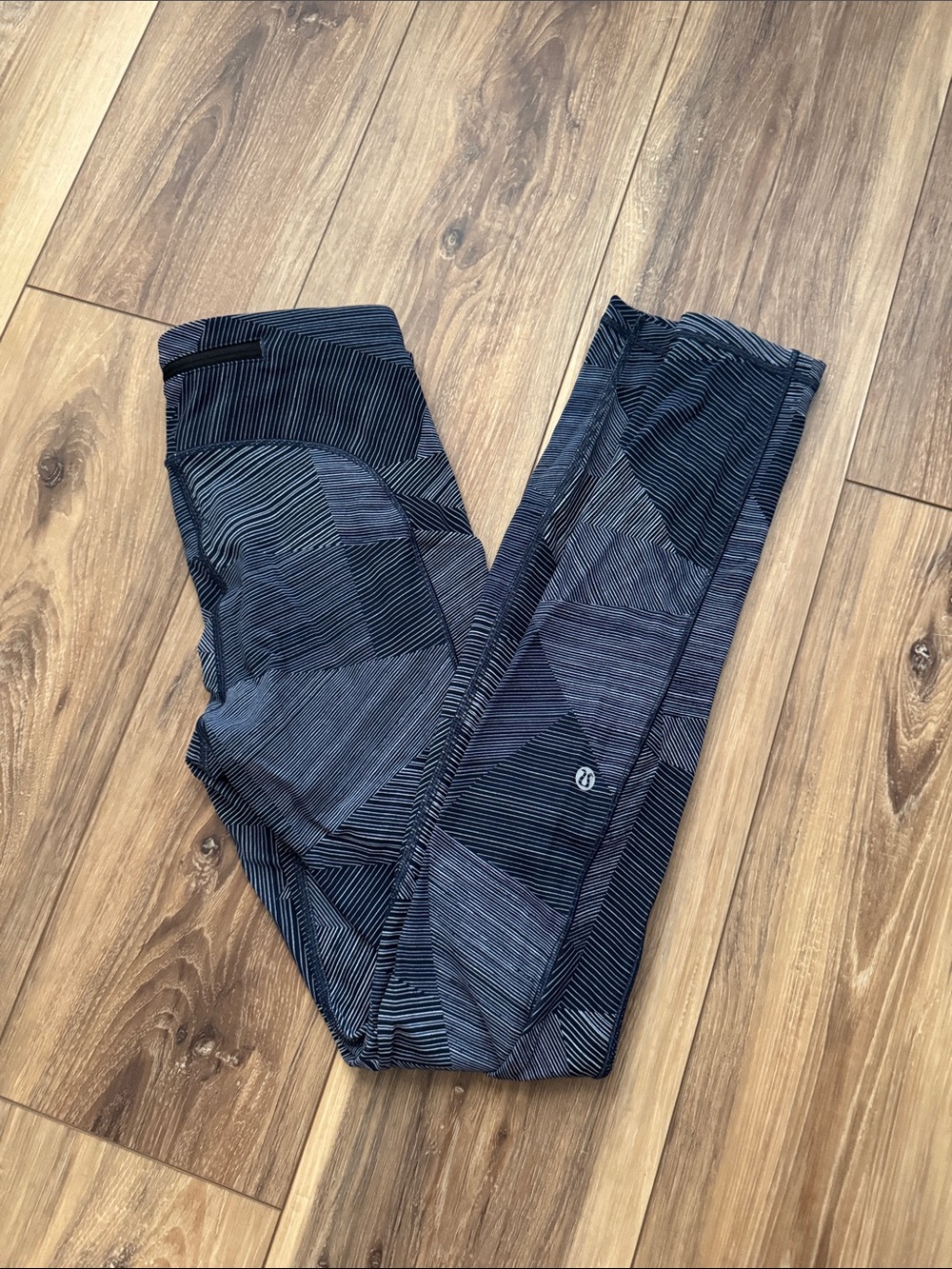 lululemon Navy and White Striped Workout Leggings